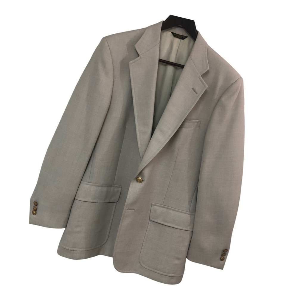 Vintage John Weitz Blazer Private Collection Maas Bros Gold Button Tan Mens 40R